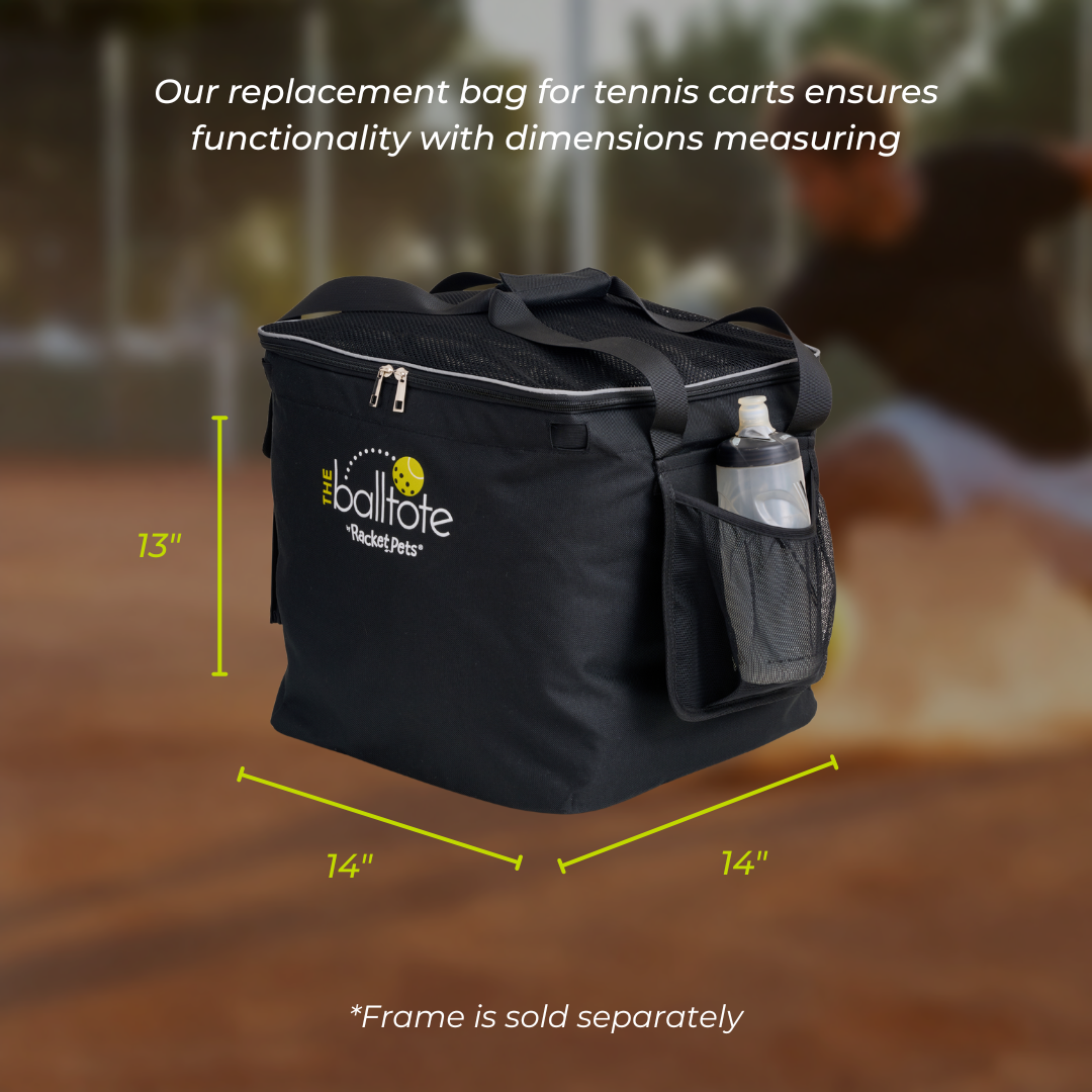 Ball Tote - Black Replacement Bag for Tennis and Pickleball Pro Teaching Cart