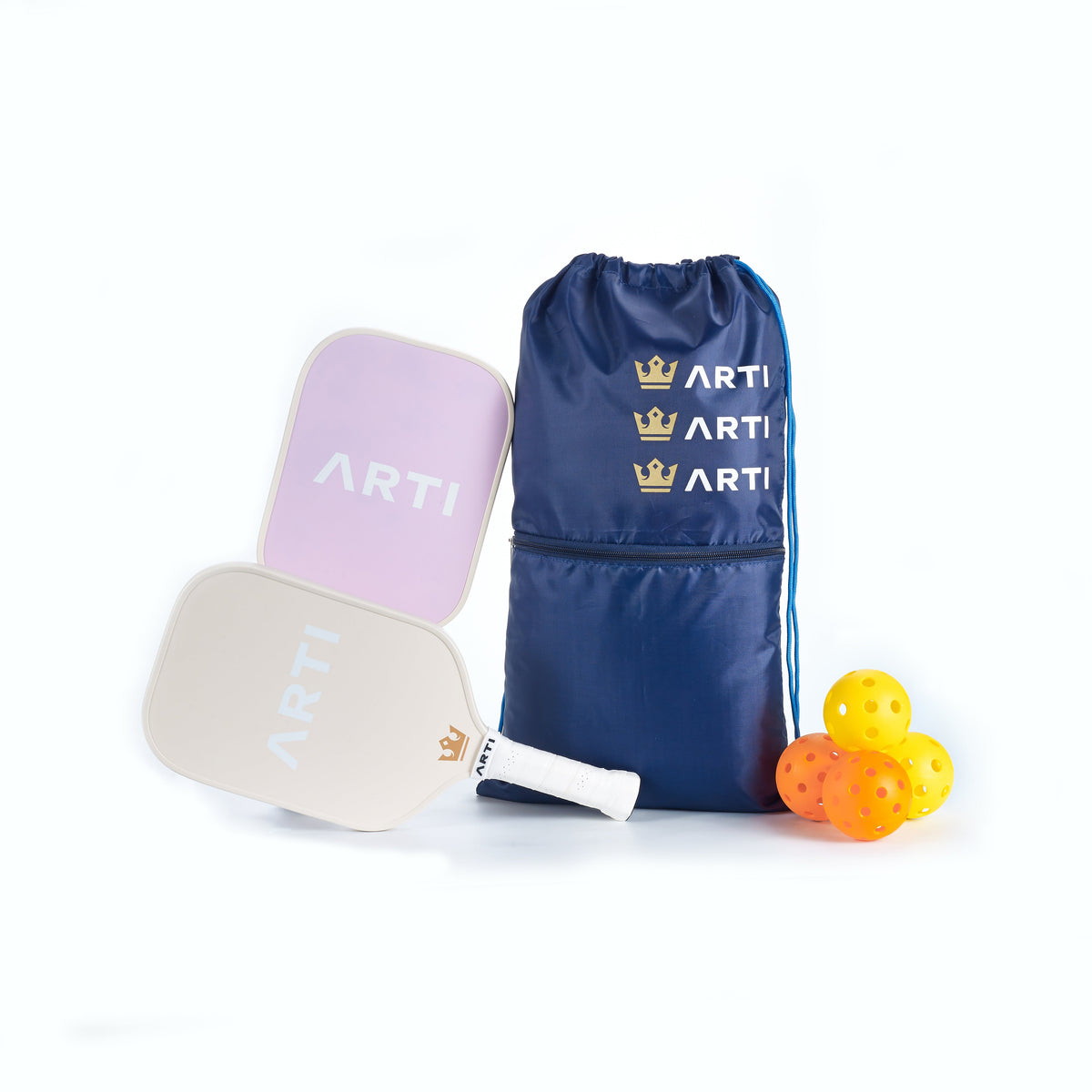 Pickleball Gift Set for 2: 2 Paddles, 4 Balls + Carry Bag | ARTI "Dogs & Giraffes" Beginner Starter Set, USA Pickleball Approved