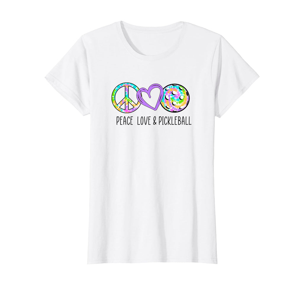 Pickleball Purple Tie Dye Peace Love T-Shirt - Novelty Apparel Unisex