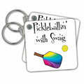 3dRose Key Chains Funny Pickleballin with Swag Cool Paddle Pickleball Sports (kc-354157-1)