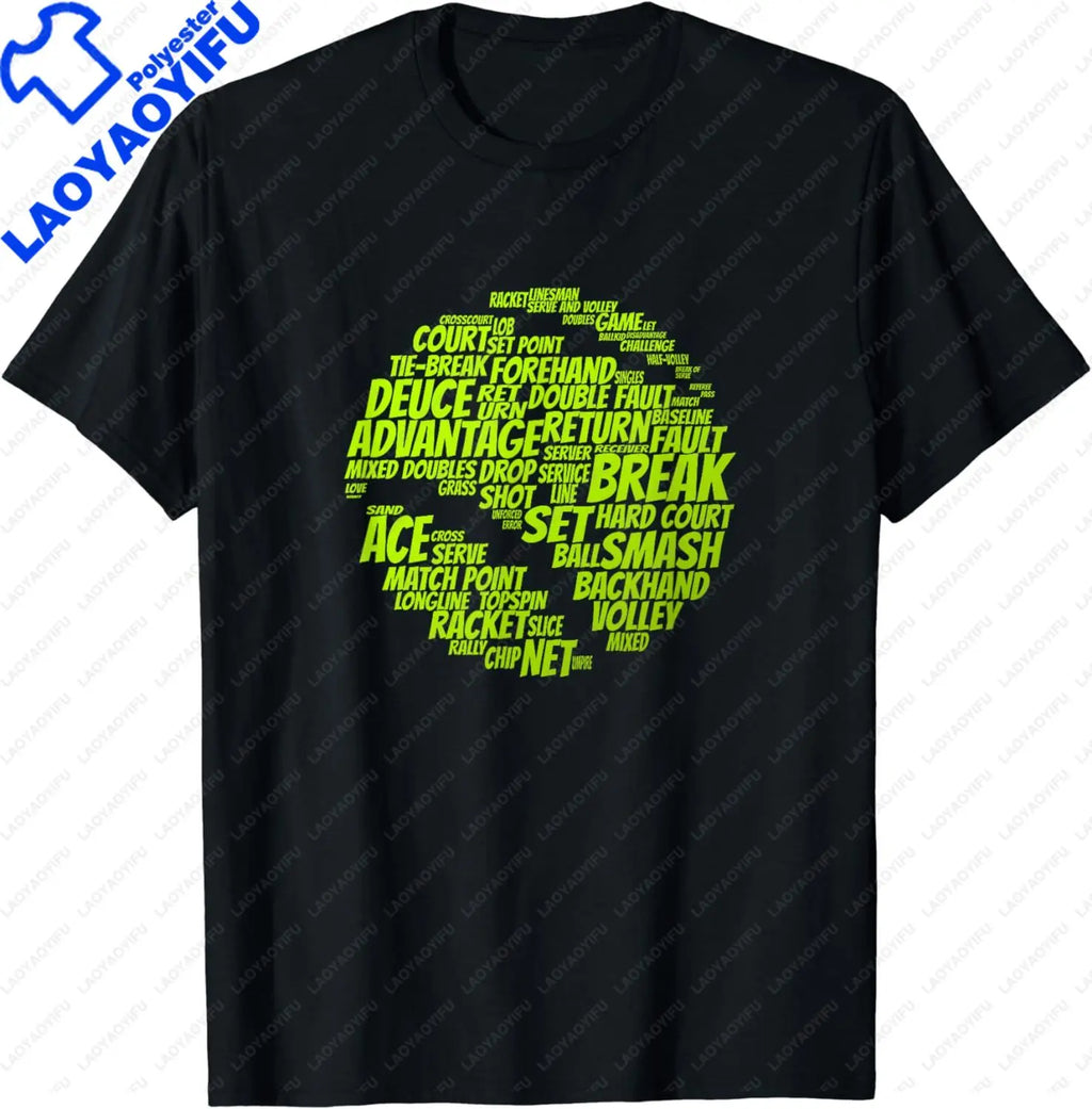 Tennis Terms Tennis Player Playing Tennis Ball T-Shirt  Graphic T Shirts  Men Clothing Tops Streetwear Camisetas