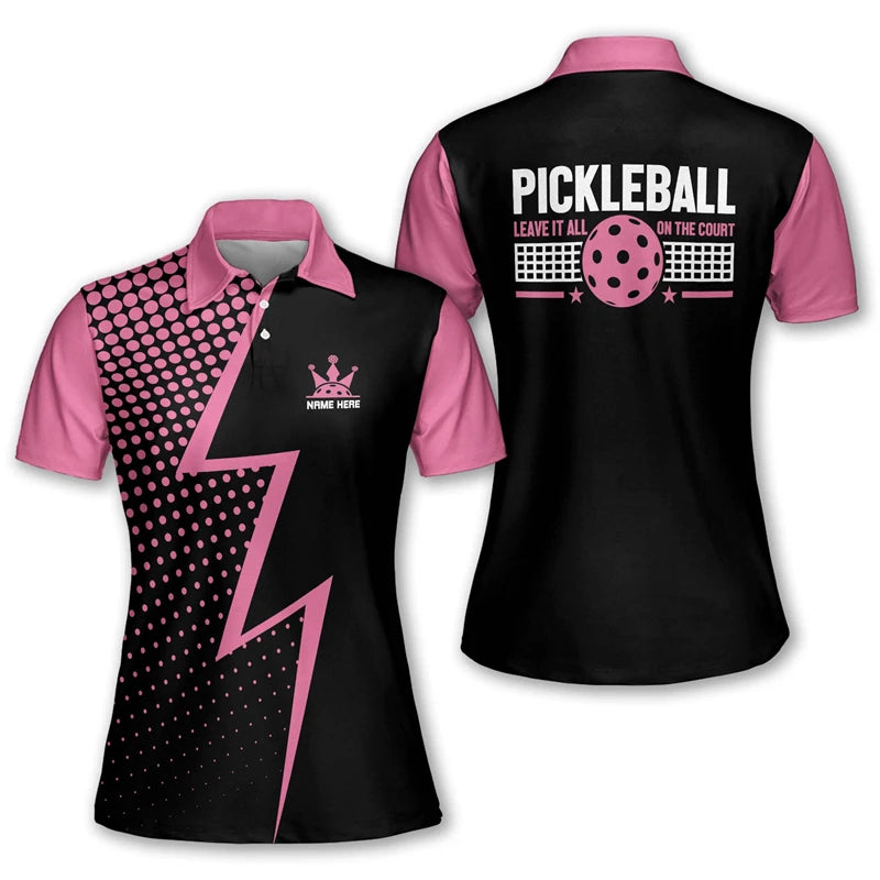 Fashion Sport Pickleball 3D Print Short Sleeve Polo Shirts For Men Clothes Pickle Ball Jersey POLO Shirt Casual Party Team Tops