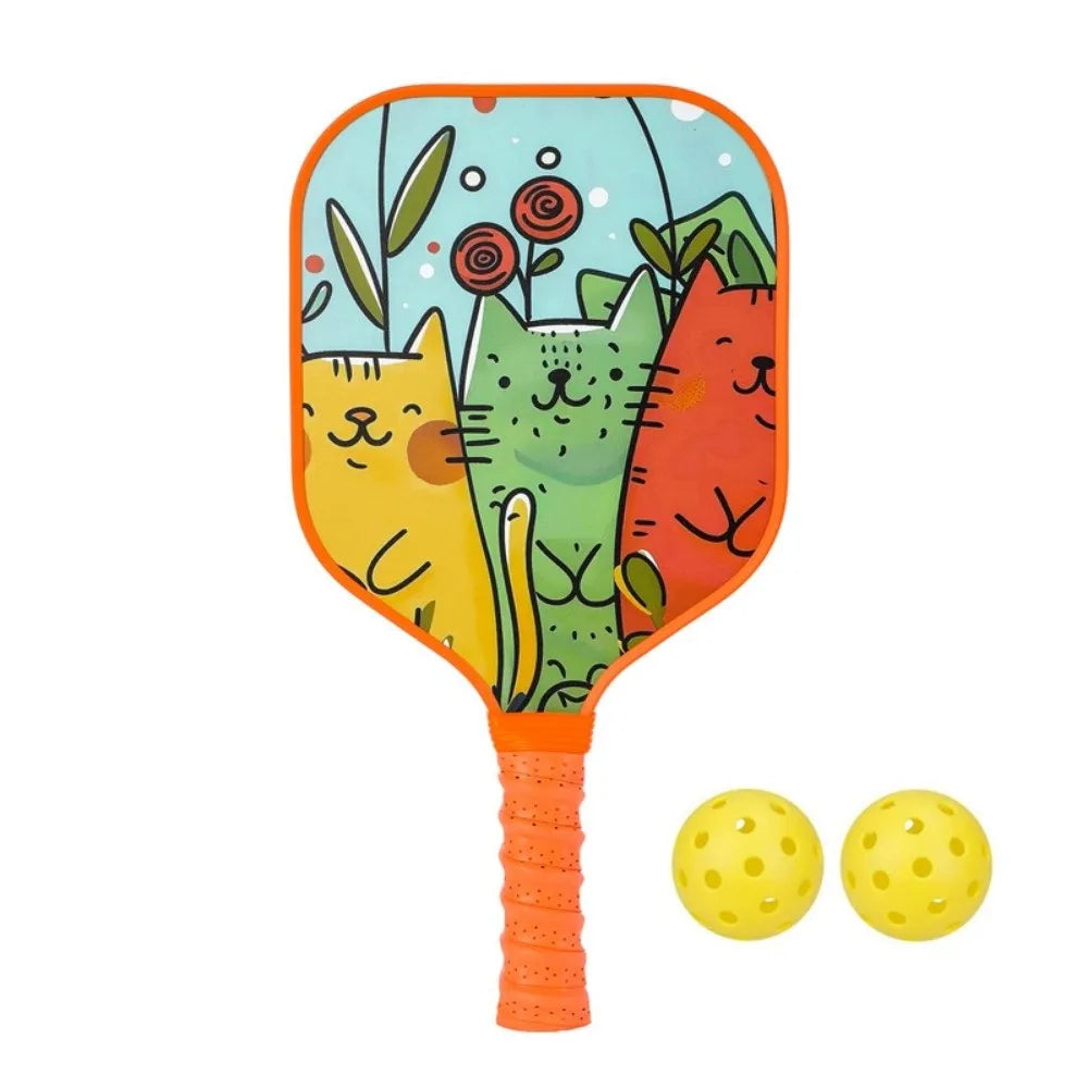 Cartoon Children's Pickleball Set Colorful Durable Children's Pickleball Rackets 2 Balls Non-Slip Grip 's Pickleball Set