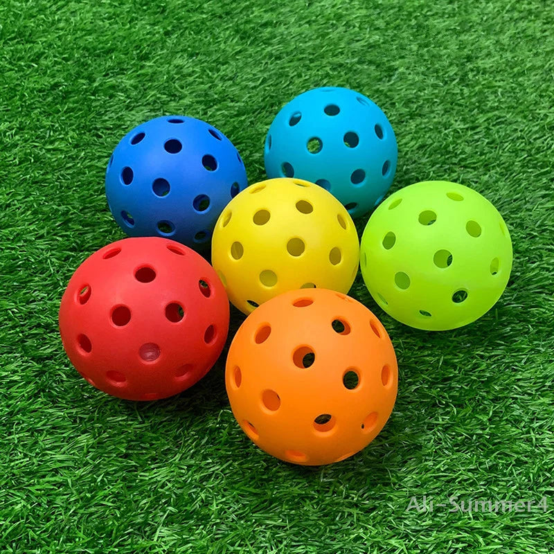 6pcs Pickleball 74MM Durable 40 Holes Outdoor Colorful Pickleballs Training And Entertainment Paddle Ball For Practice Sports