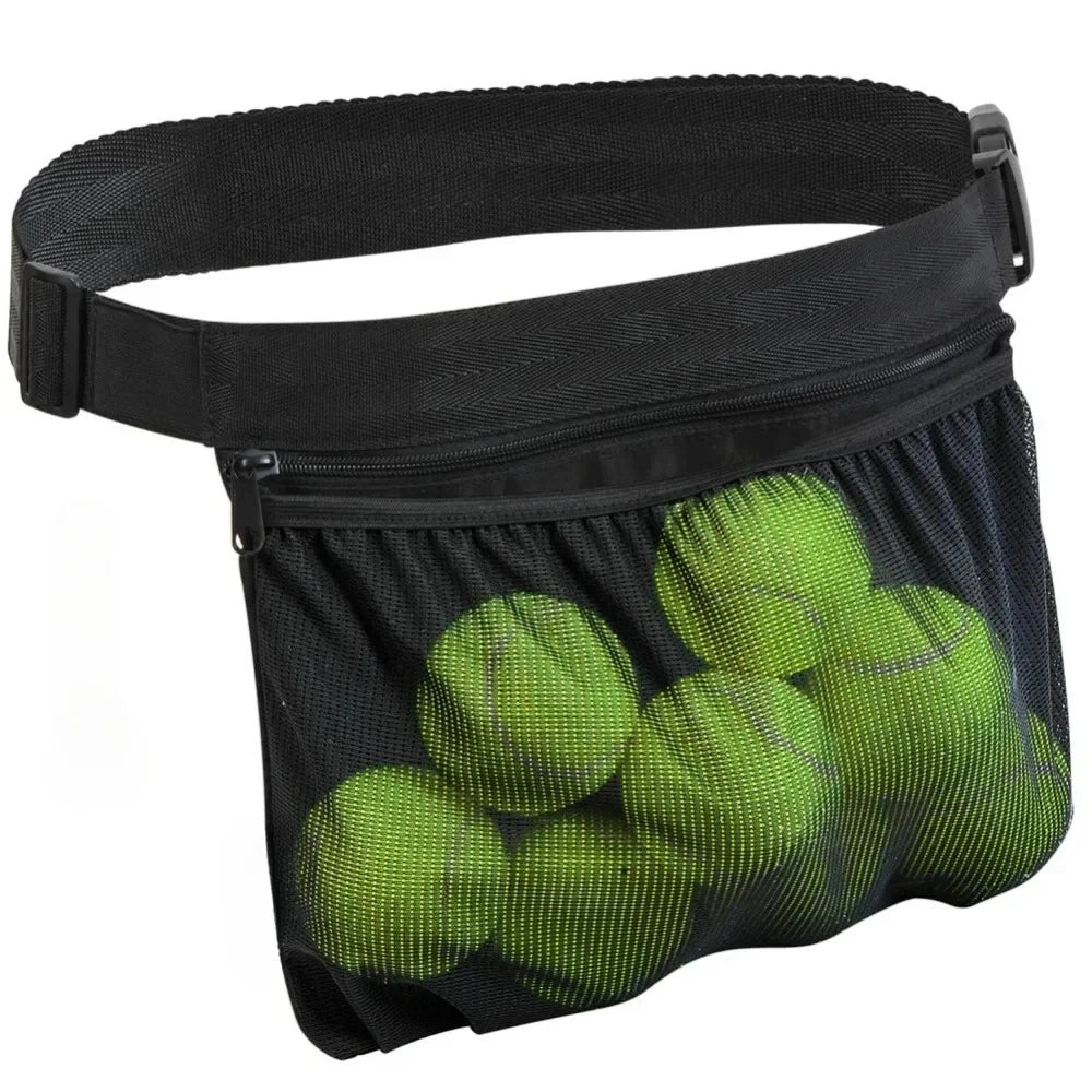 Tennis Pickleball Waist Pack - Large Capacity Balls Capacity Quick-Release Belt, Sweatproof Mesh Pouch for Training & Tournament