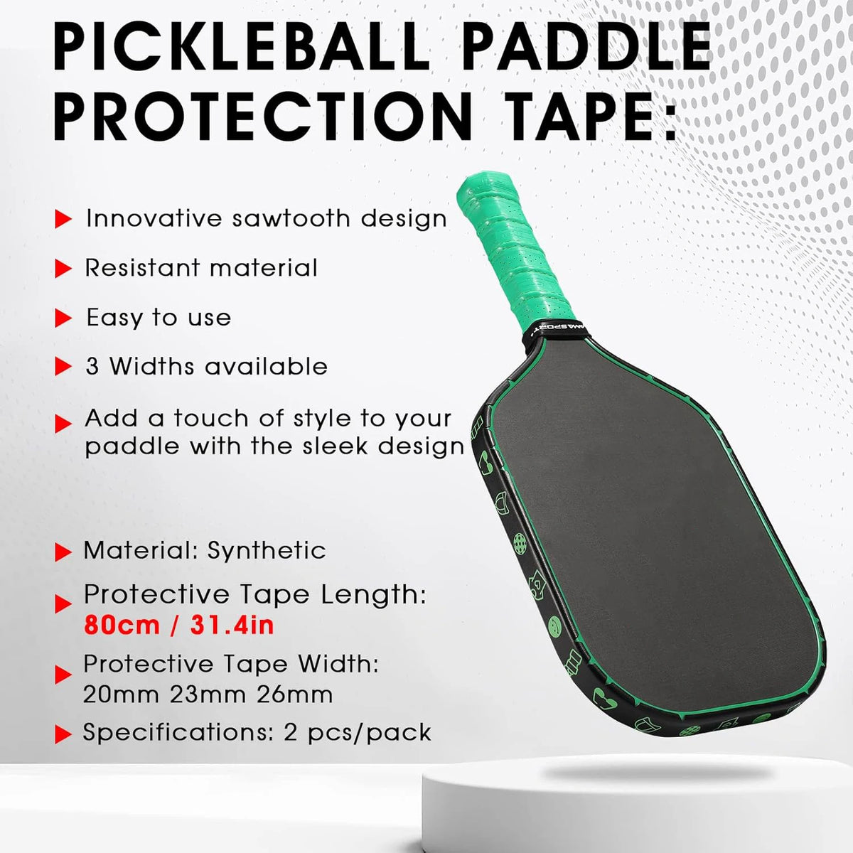 Pickleball Paddle Protection Tape New Color for 13mm/16mm/19mm Padel- 2 Units Pack Paddle Head Edge Guard- Pickleball Lead Tape