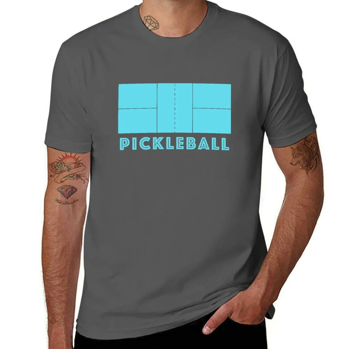 Pickleball Court Gear Light Blue T-Shirt Plus Size Short Sleeve T-Shirt