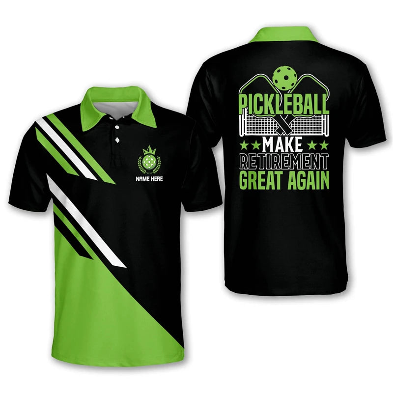 Fashion Sport Pickleball 3D Print Short Sleeve Polo Shirts For Men Clothes Pickle Ball Jersey POLO Shirt Casual Party Team Tops