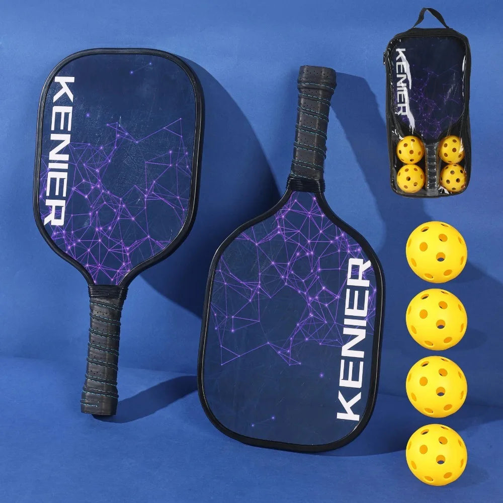 Shockproof Pickleball Paddles Set Non-slip Handle High Resilience Racquet Kit with 2 Rackets & 4 Pickleballs Balls