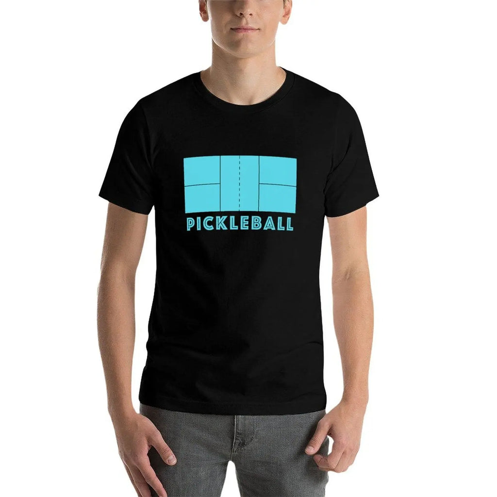 Pickleball Court Gear Light Blue T-Shirt Plus Size Short Sleeve T-Shirt