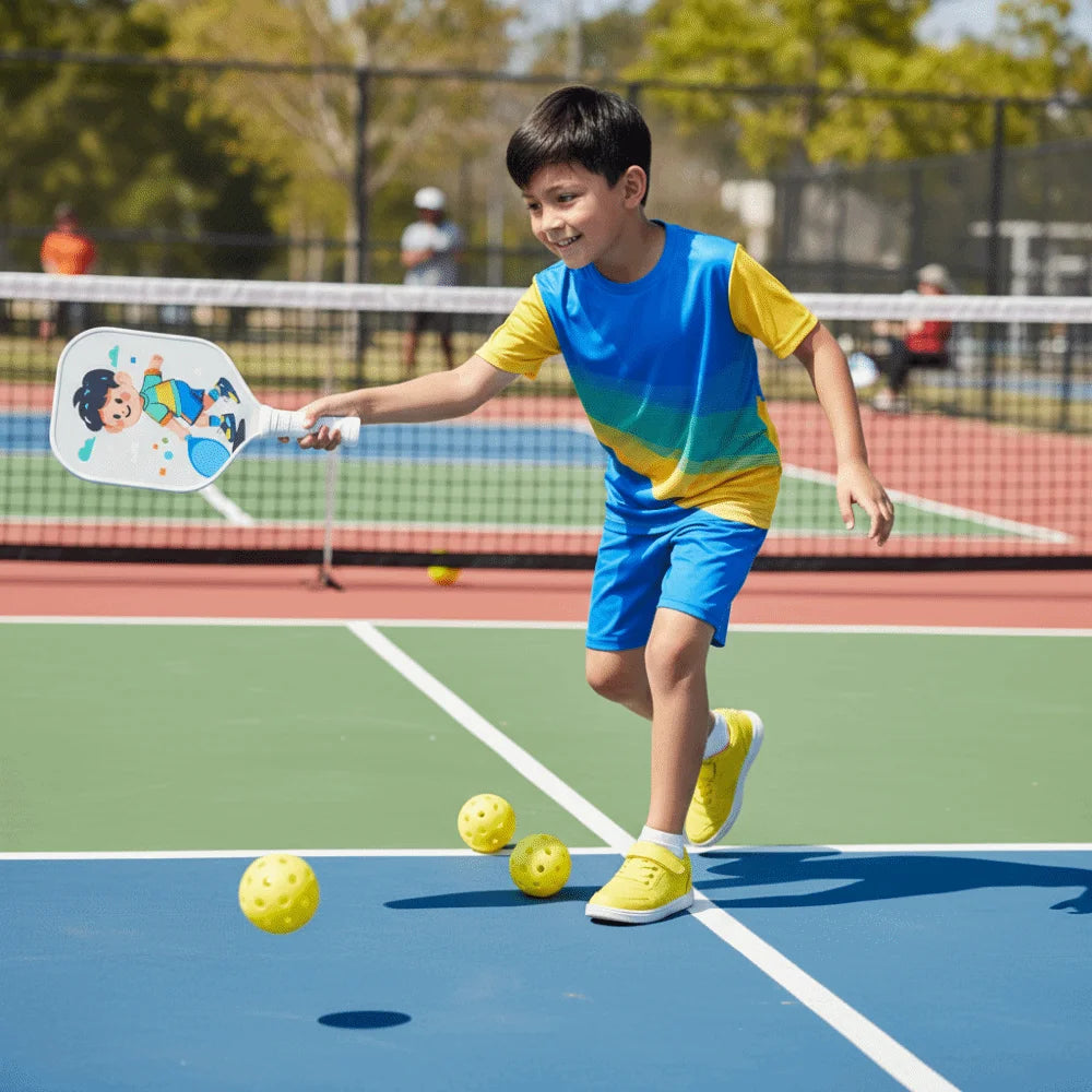 Cartoon Children's Pickleball Set Colorful Durable Children's Pickleball Rackets 2 Balls Non-Slip Grip 's Pickleball Set