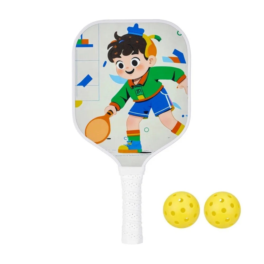 Cartoon Children's Pickleball Set Colorful Durable Children's Pickleball Rackets 2 Balls Non-Slip Grip 's Pickleball Set