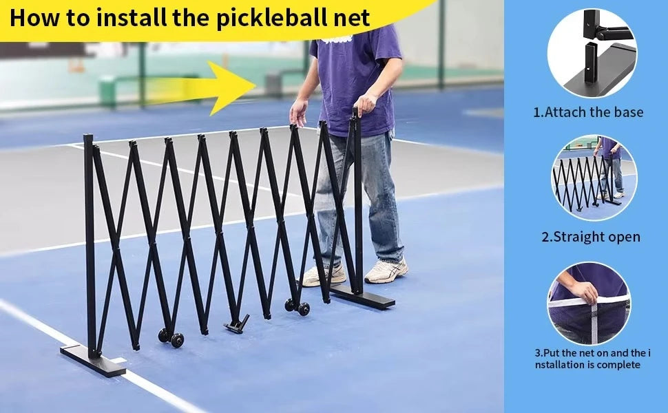 Auto Fold Pickleball Net Kit Robust Metal Frame Quick Install All Weather Indoor Outdoor Sports Game Gear