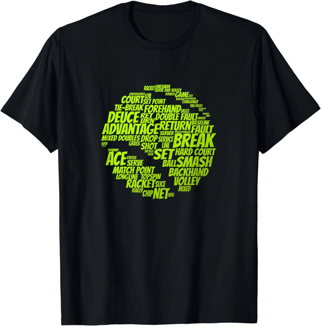 Tennis Terms Tennis Player Playing Tennis Ball T-Shirt  Graphic T Shirts  Men Clothing Tops Streetwear Camisetas