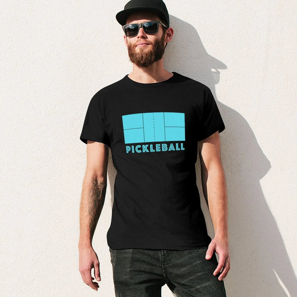 Pickleball Court Gear Light Blue T-Shirt Casual Basic Short Sleeve T-Shirt