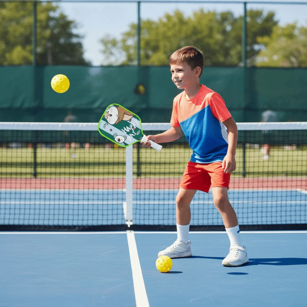 Cartoon Children's Pickleball Set Colorful Durable Children's Pickleball Rackets 2 Balls Non-Slip Grip 's Pickleball Set