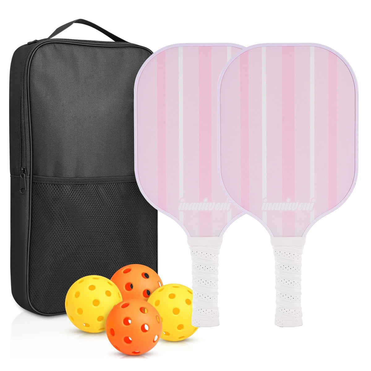 Pickleball Paddles Set of 2 USAPA Approved Fiberglass Pickle Ball Paddles with 4 Pickle Balls Durable Racket for Beginners