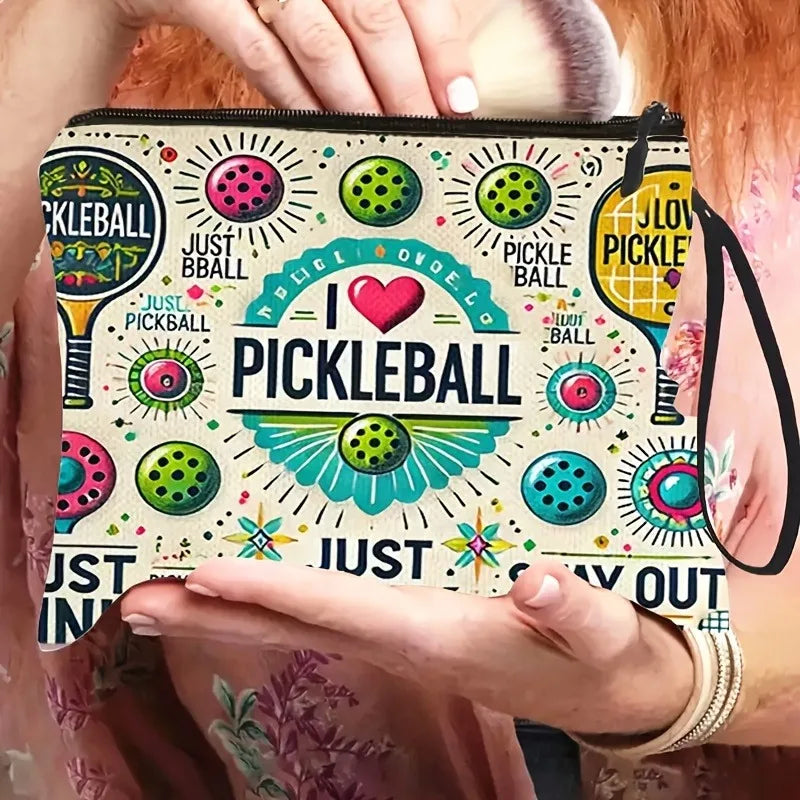 Pickleball Racket Makeup Bag Multi Functional Storage Pouch Toiletry Bag with Sports Theme Ideal Gift for Sports Enthusiasts