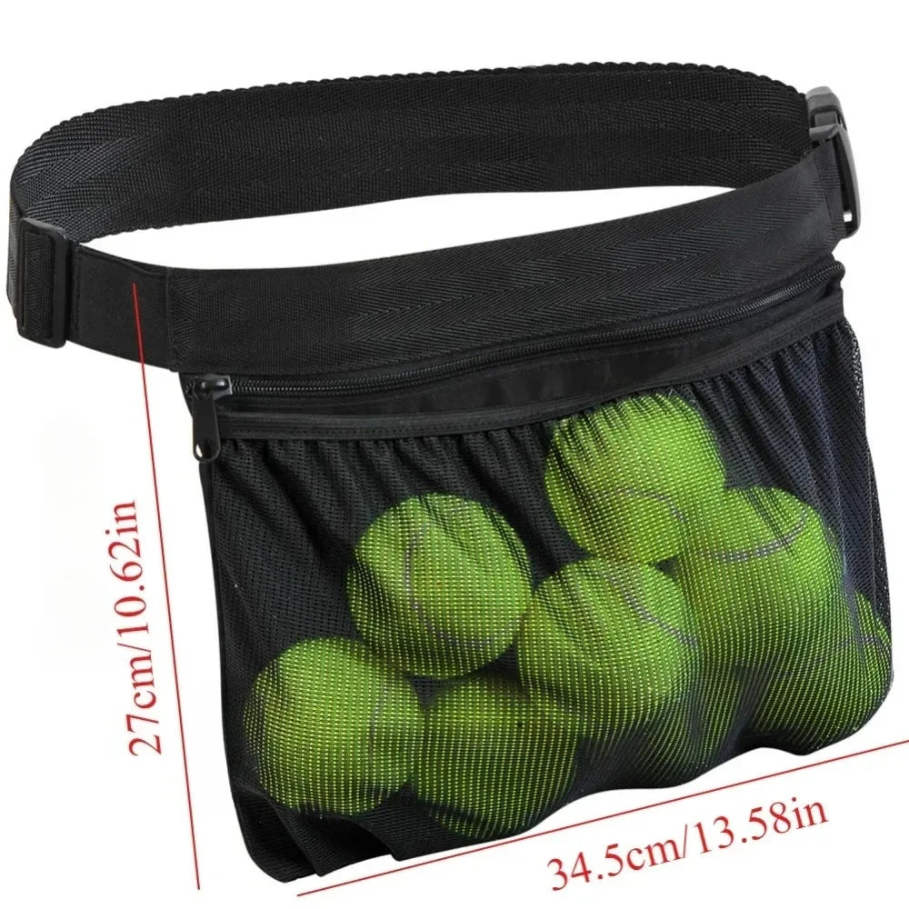 Tennis Pickleball Waist Pack - Large Capacity Balls Capacity Quick-Release Belt, Sweatproof Mesh Pouch for Training & Tournament