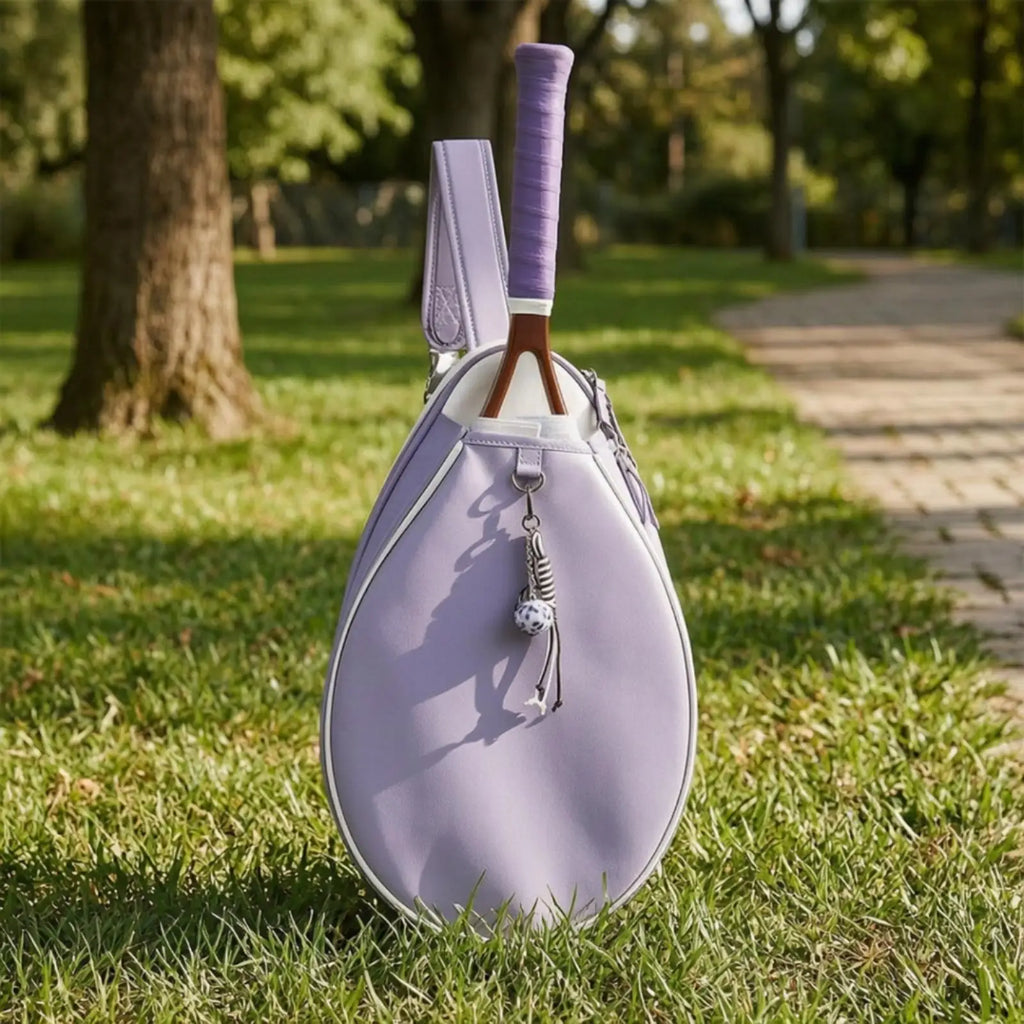 Stylish Lavender Racket Sports Bag with Shoulder Strap for Tennis Pickleball Gear Holder for Match Days