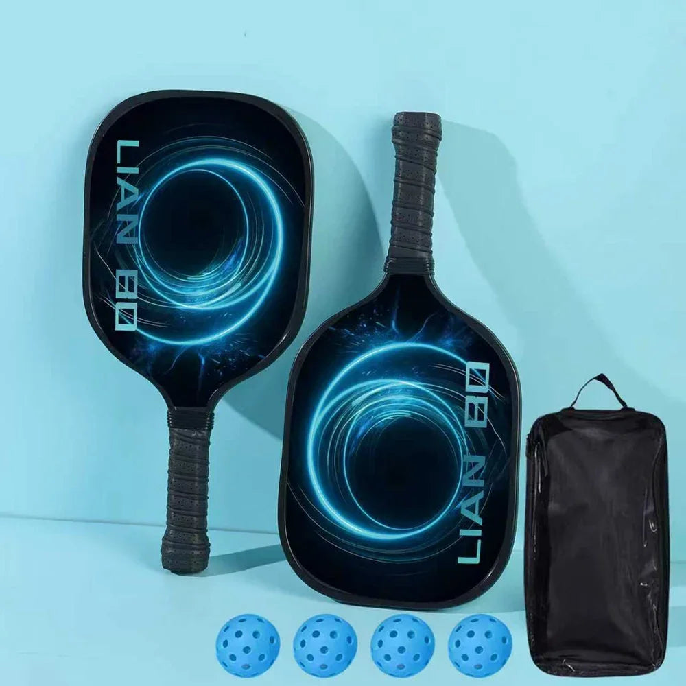 Pickleball Rackets Set Pickleball Paddle Set of 2 Rackets & 4 Pickleballs Balls With Carry Bag Lightweight for Beginner Training