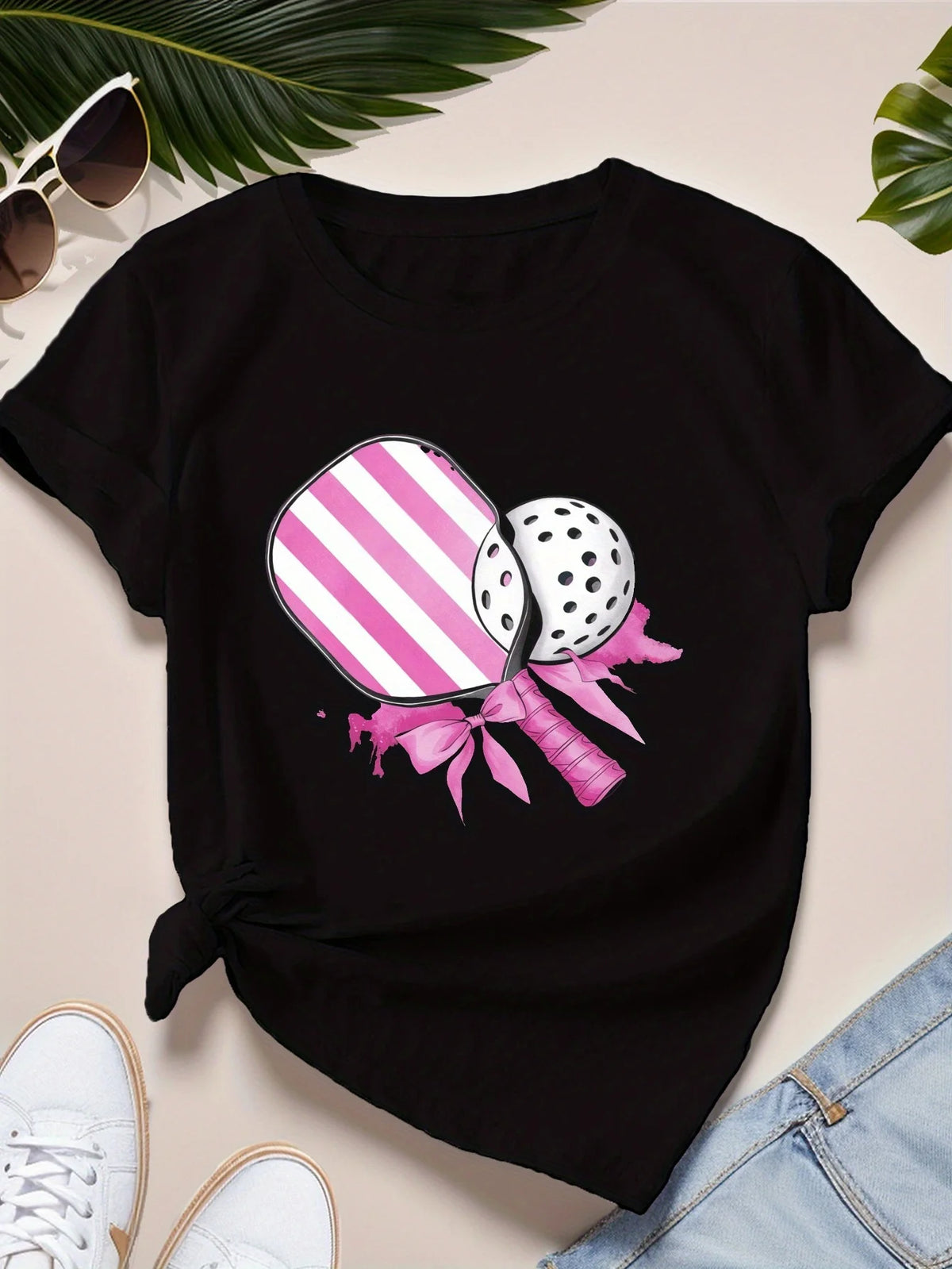 Paddle and Pickleball Set Women's Comfit T-shirt Harajuku Short Sleeve Casual Tshirt Clothing Street Tops Tees Aesthetic Clothes