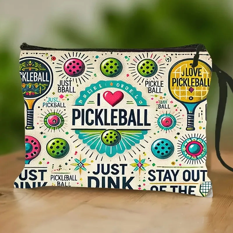 Pickleball Racket Makeup Bag Multi Functional Storage Pouch Toiletry Bag with Sports Theme Ideal Gift for Sports Enthusiasts