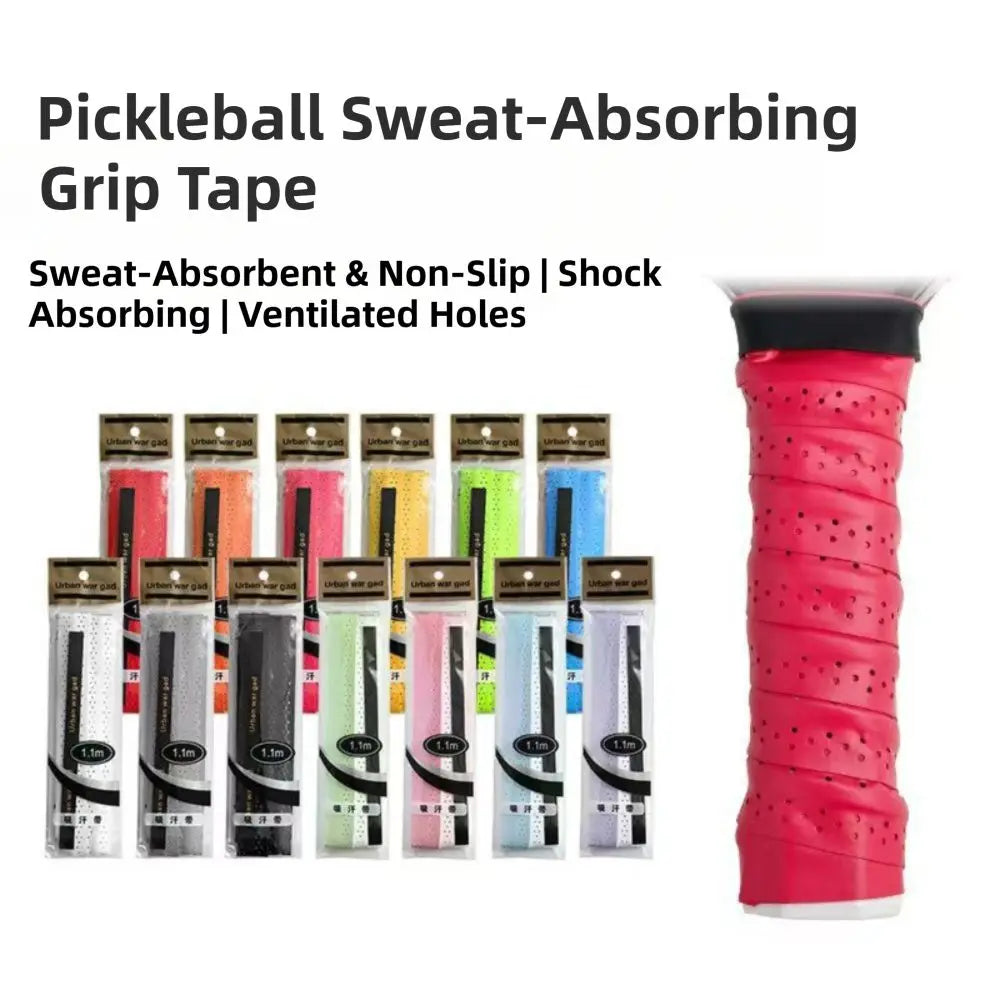 Raised Ridge Pickleball Grip Tape Universal Enhanced Traction Cozy Overgrip Wrap PU Leather Sweat Absorbent Paddle Grip Cover