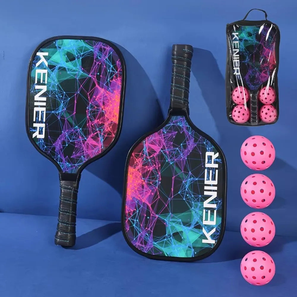 Shockproof Pickleball Paddles Set Non-slip Handle High Resilience Racquet Kit with 2 Rackets & 4 Pickleballs Balls