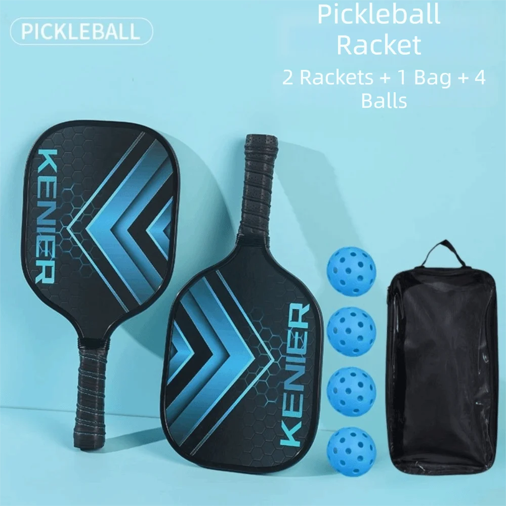 Shockproof Pickleball Paddles Set Non-slip Handle High Resilience Racquet Kit with 2 Rackets & 4 Pickleballs Balls