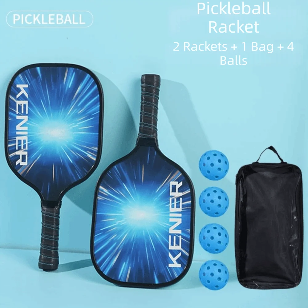Shockproof Pickleball Paddles Set Non-slip Handle High Resilience Racquet Kit with 2 Rackets & 4 Pickleballs Balls