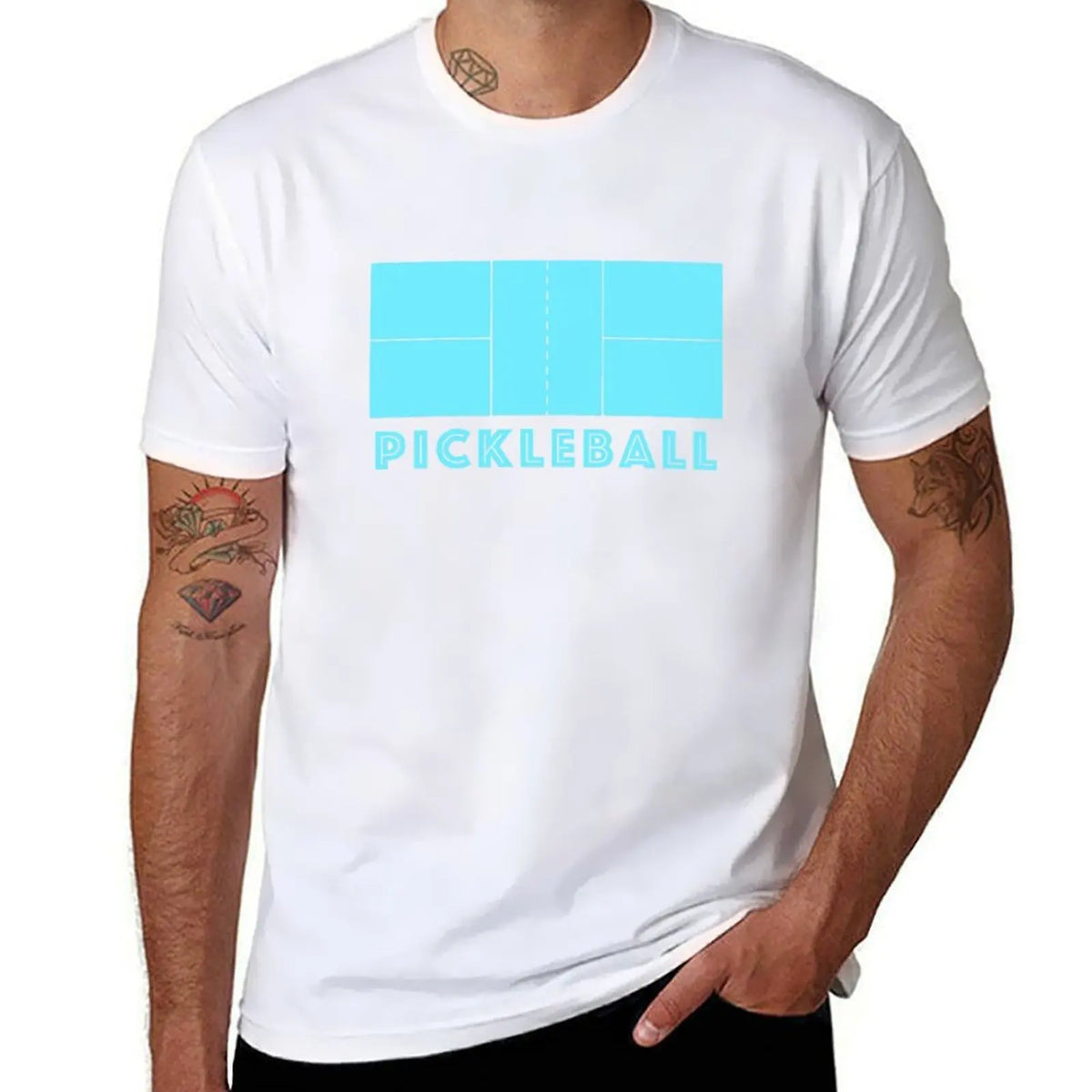 Pickleball Court Gear Light Blue T-Shirt Plus Size Short Sleeve T-Shirt