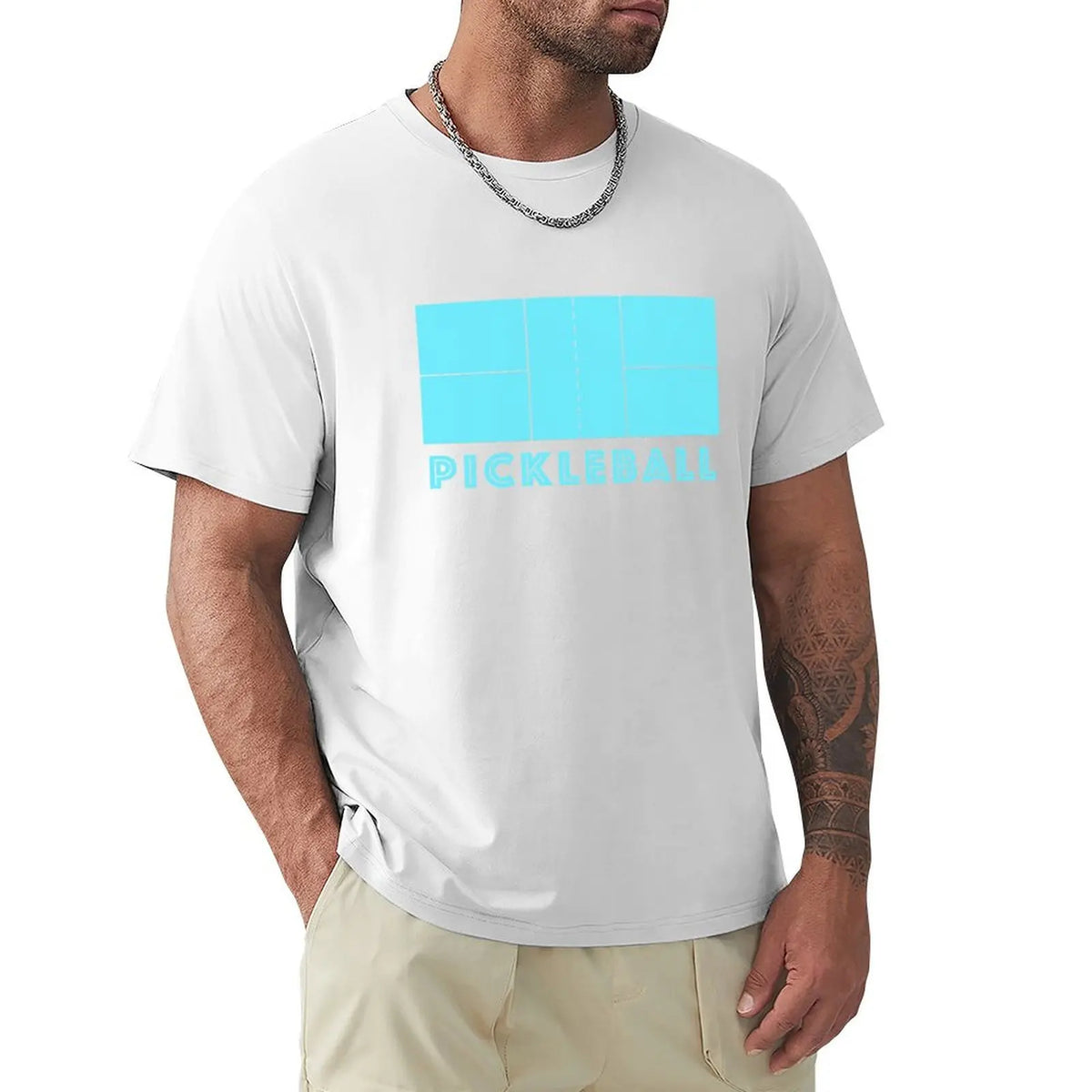 Pickleball Court Gear Light Blue T-Shirt Casual Basic Short Sleeve T-Shirt