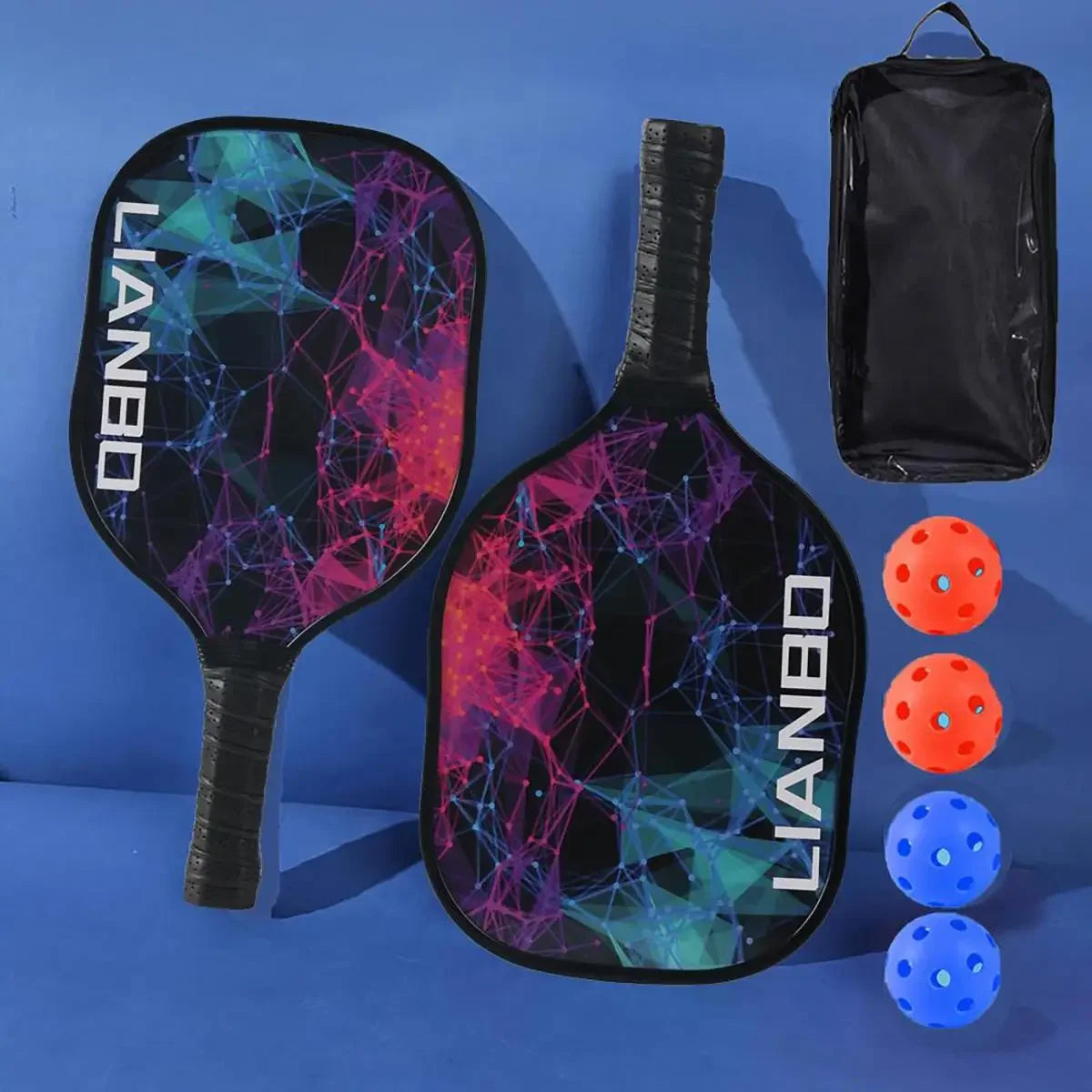 Pickleball Rackets Set Pickleball Paddle Set of 2 Rackets & 4 Pickleballs Balls With Carry Bag Lightweight for Beginner Training