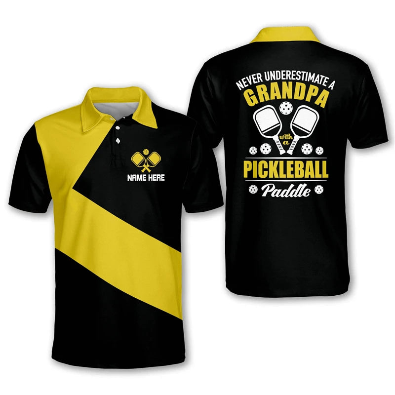 Fashion Sport Pickleball 3D Print Short Sleeve Polo Shirts For Men Clothes Pickle Ball Jersey POLO Shirt Casual Party Team Tops