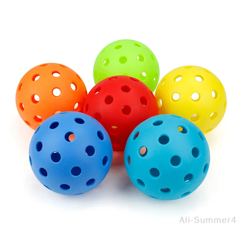 6pcs Pickleball 74MM Durable 40 Holes Outdoor Colorful Pickleballs Training And Entertainment Paddle Ball For Practice Sports