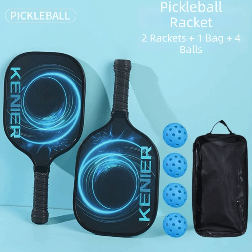 Shockproof Pickleball Paddles Set Non-slip Handle High Resilience Racquet Kit with 2 Rackets & 4 Pickleballs Balls