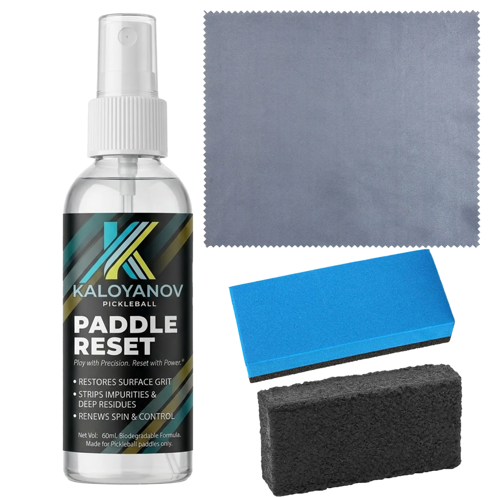 Pickleball Paddle Cleaning Kit 4-in-1 Set: Carbon Fiber Eraser, Microfiber Cloth, & Spray, Professional Racket Spin Control Tool