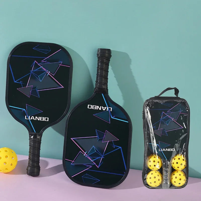 Pickleball Rackets Set Pickleball Paddle Set of 2 Rackets & 4 Pickleballs Balls With Carry Bag Lightweight for Beginner Training