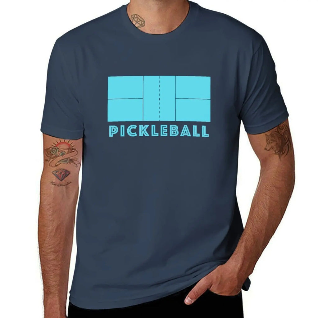 Pickleball Court Gear Light Blue T-Shirt Plus Size Short Sleeve T-Shirt