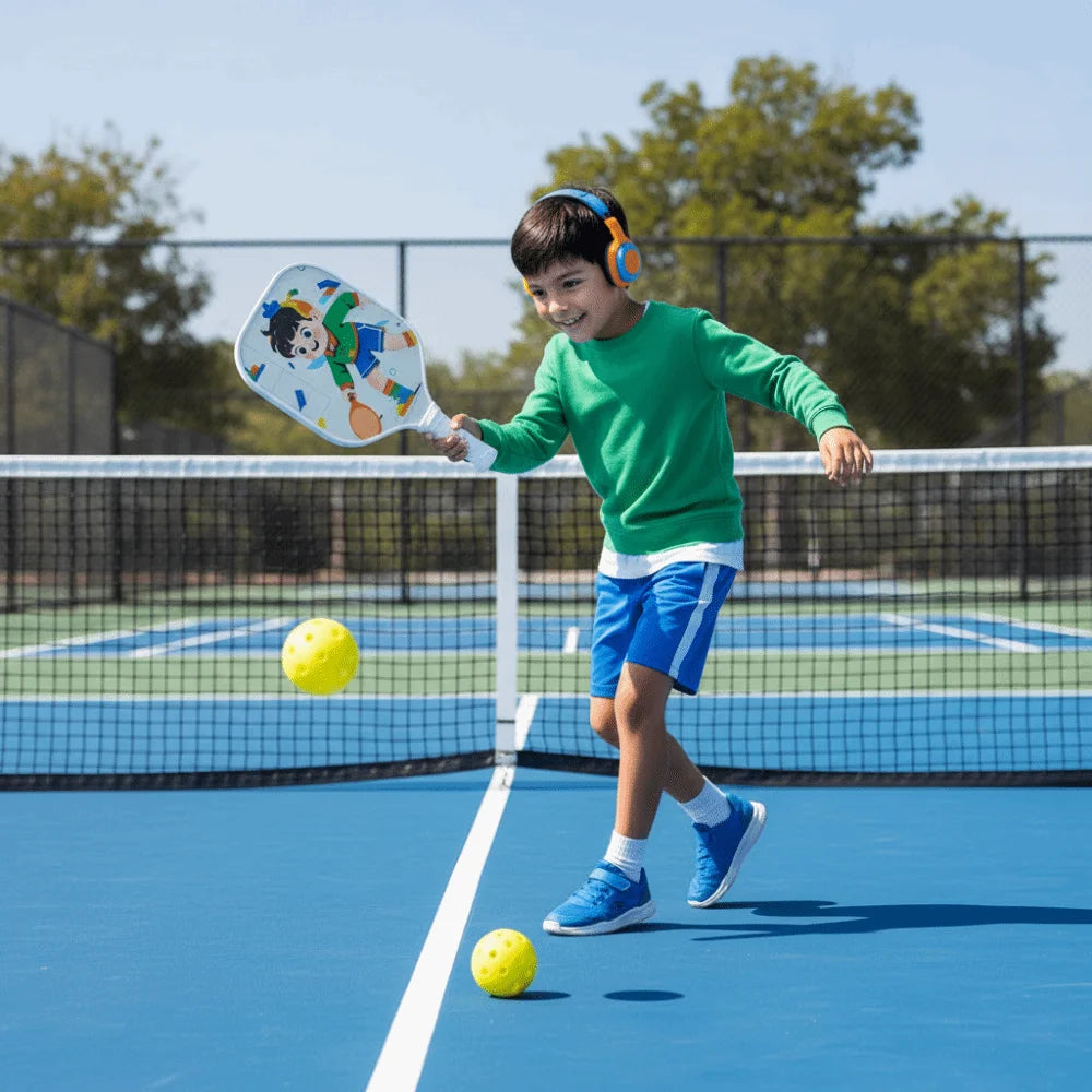 Cartoon Children's Pickleball Set Colorful Durable Children's Pickleball Rackets 2 Balls Non-Slip Grip 's Pickleball Set