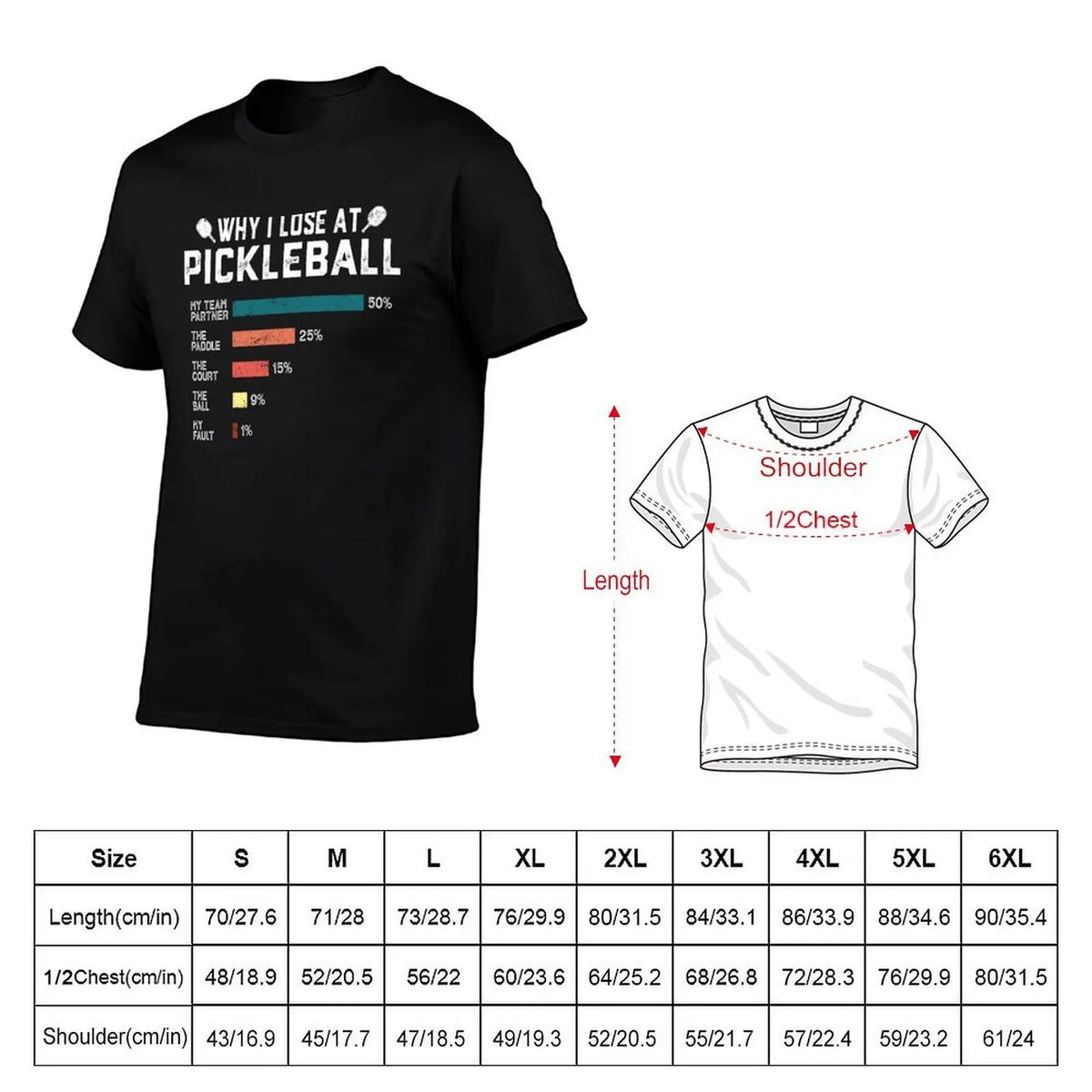Why I Lose at Pickleball Funny Pickleballers Gift T-Shirt, Summer Casual Cotton Tee, Oversized Streetwear Tops, Unisex Men Women