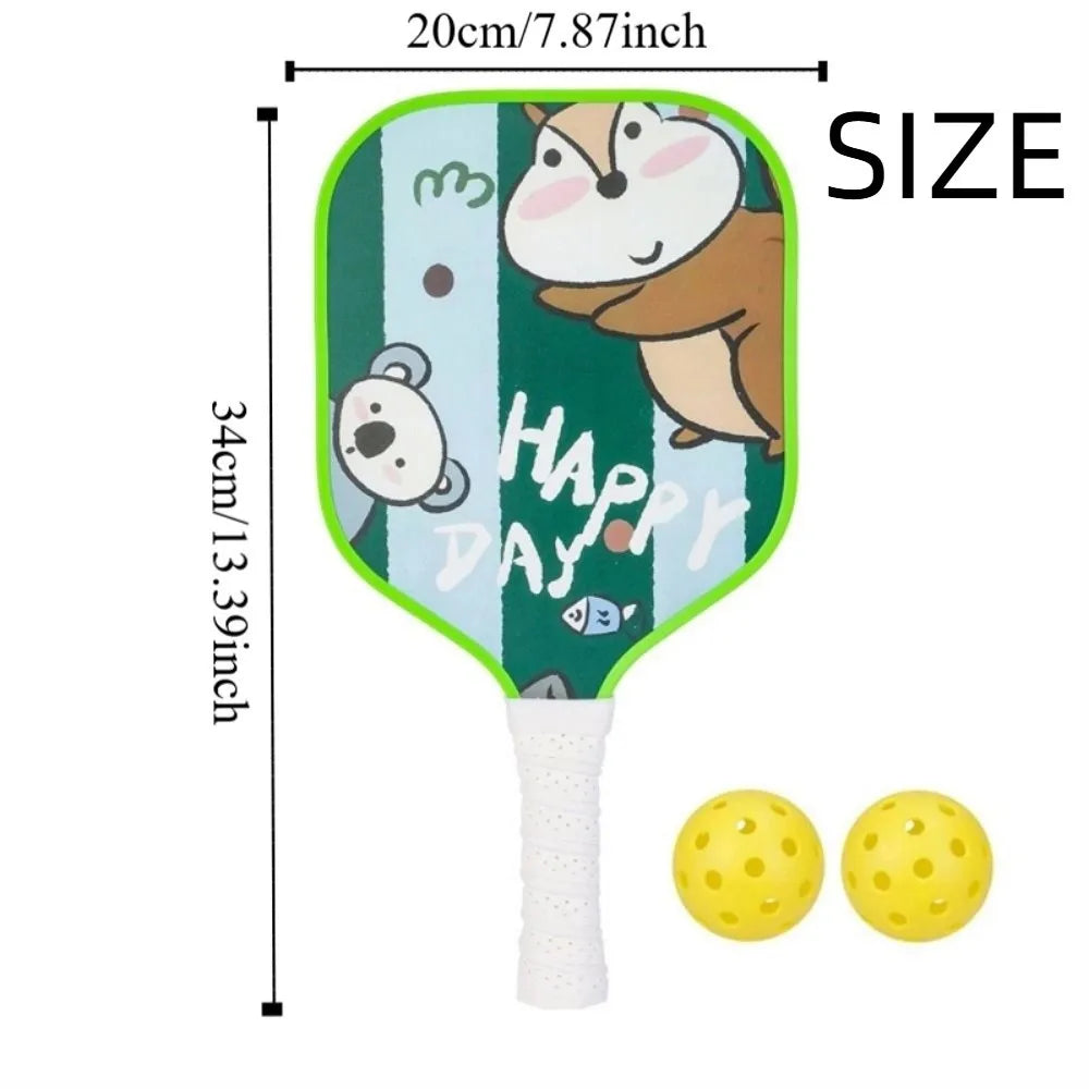 Cartoon Children's Pickleball Set Colorful Durable Children's Pickleball Rackets 2 Balls Non-Slip Grip 's Pickleball Set