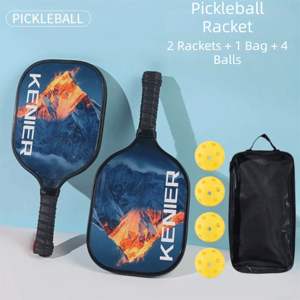 Shockproof Pickleball Paddles Set Non-slip Handle High Resilience Racquet Kit with 2 Rackets & 4 Pickleballs Balls