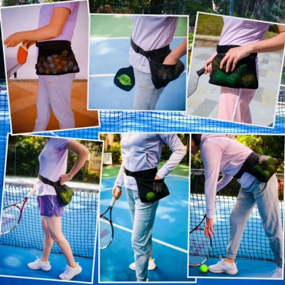 Tennis Pickleball Waist Pack - Large Capacity Balls Capacity Quick-Release Belt, Sweatproof Mesh Pouch for Training & Tournament
