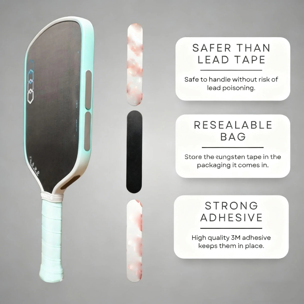 Pickleball Lead Tape Weighted Flexible Adhesive Tape Bars Reusable Paddle Edge Guard Increase Power Swing Speed Accessorie