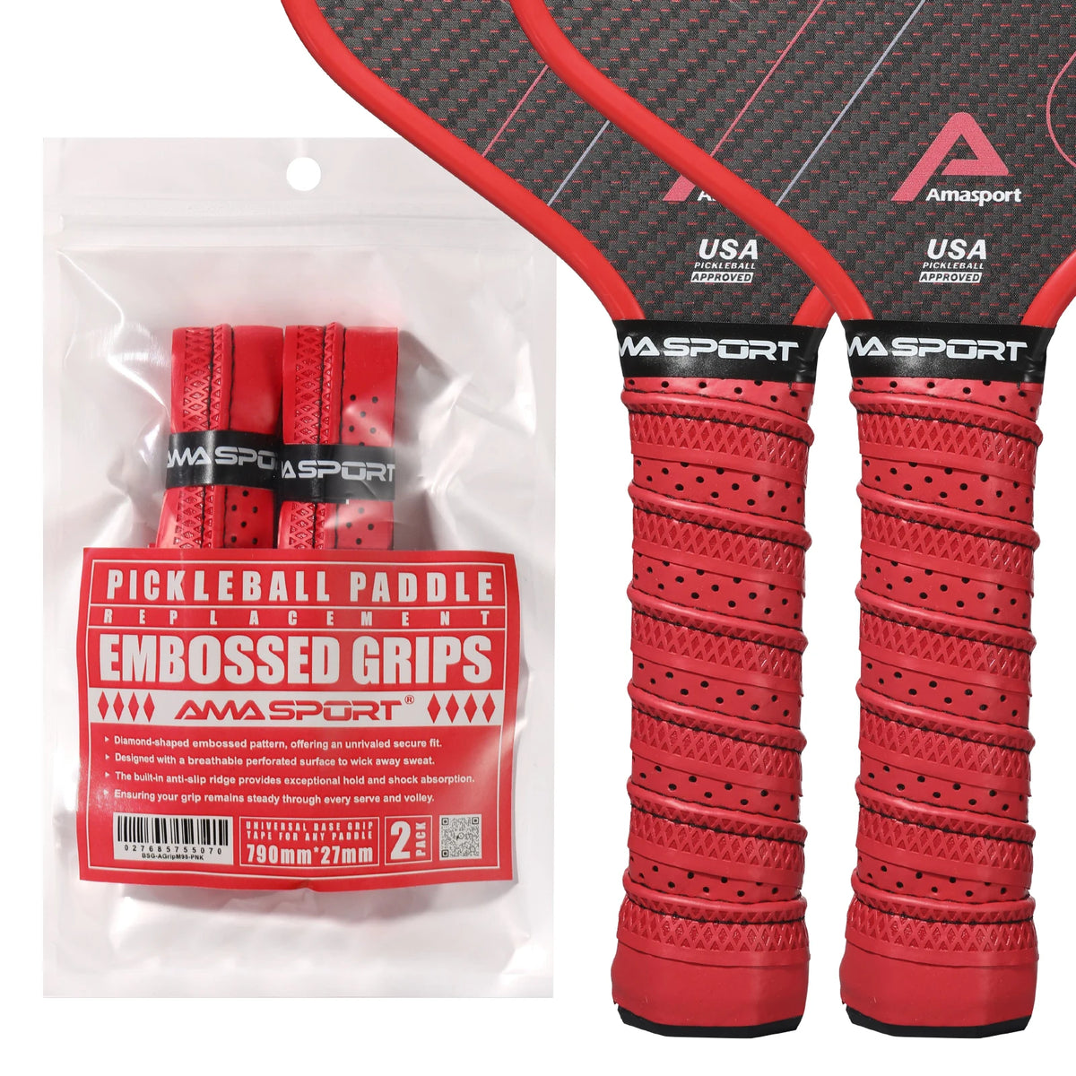 2Packs Pickleball Paddle Grip Tape with Raised Ridge,Replacement Pickleball Overgrip Wrap,Universal PickleBall Sport Accessories