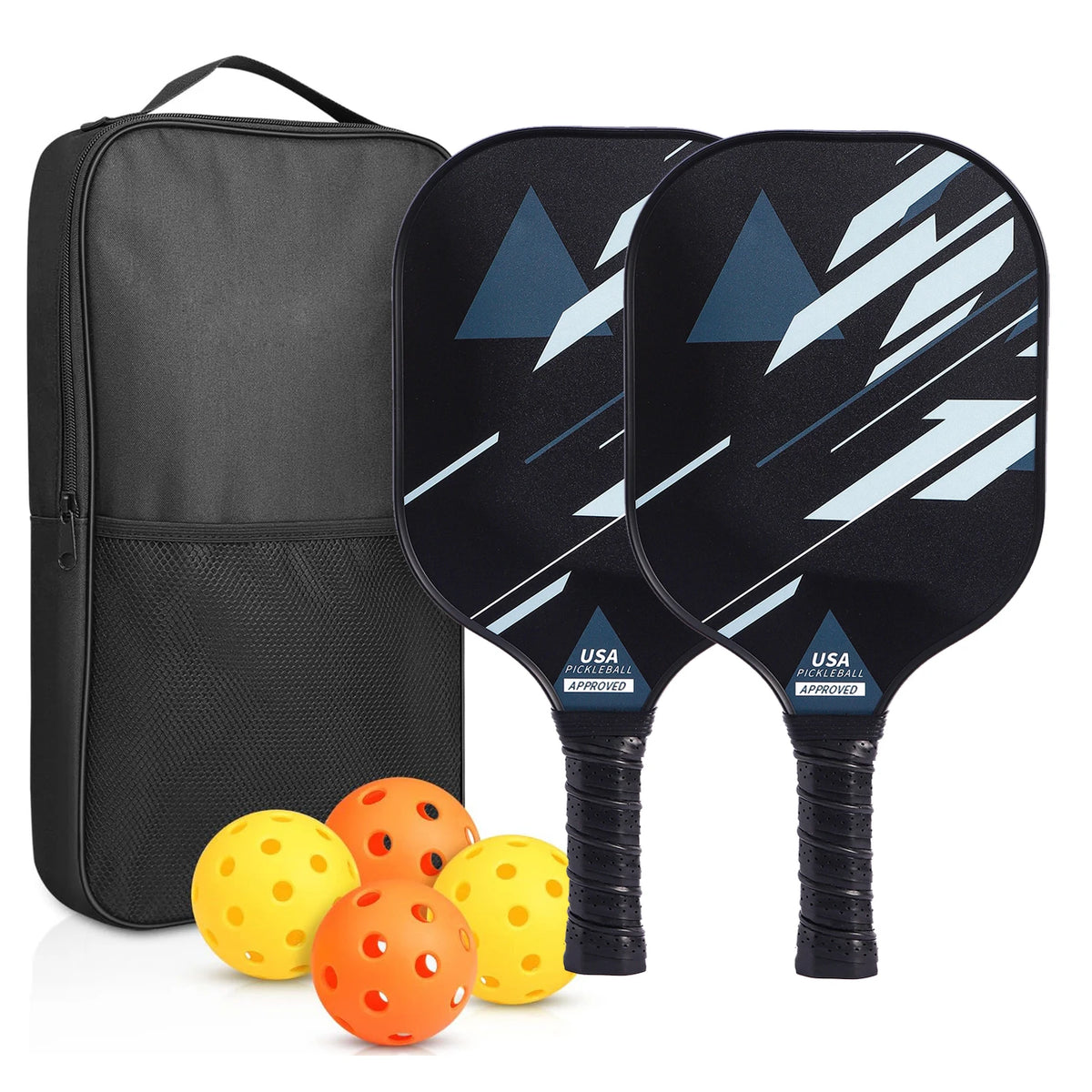 Pickleball Paddles Set of 2 USAPA Approved Fiberglass Pickle Ball Paddles with 4 Pickle Balls Durable Racket for Beginners