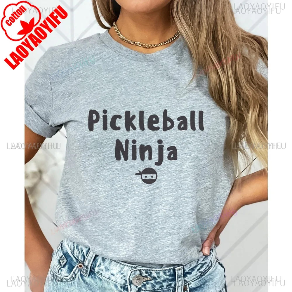 Funny Pickleball Ninja Raquetball Lover Player T Shirt Fashion Loose Harajuku Casual Women Streetwear Breathe Comfort Man Tees