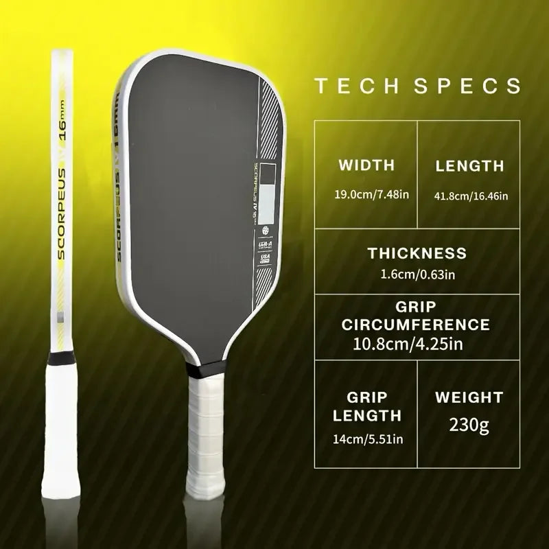 Carbon fiber pickleball paddle, rough surface, dynamic PowerFlex technology, foam core, US Postal Service certified pickleball p